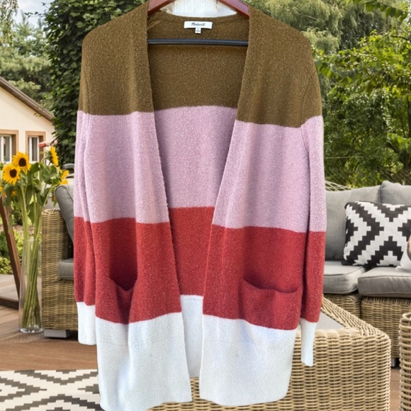 Madewell Women’s Knit Colorblock Cardigan W/Pockets Sz Small - Picture 2 of 7